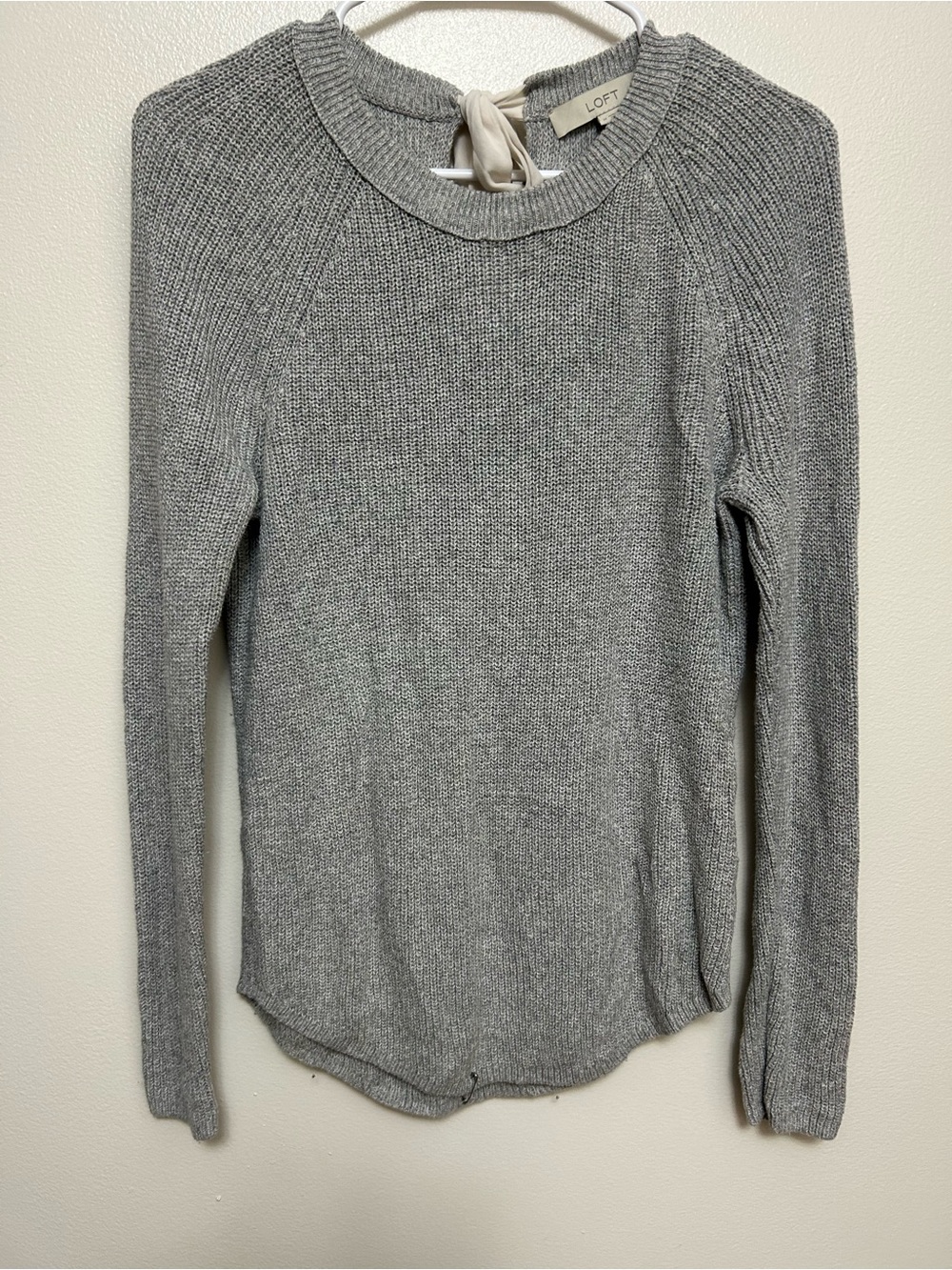 LOFT Gray Knit Crewneck Sweater Top